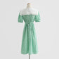 Französisches Retro-Puppenhals-Baumwoll-Leinen-Blumenkleid 4290