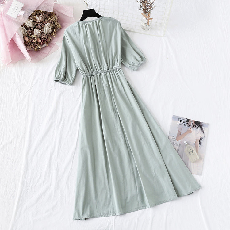 Super xiansen lace V-neck Zhixun French Platycodon skirt  4138