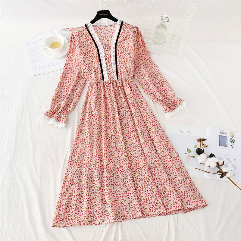 Schmaler einreihiger Rock aus Chiffon mit Blumenmuster 4081