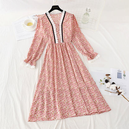 Schmaler einreihiger Rock aus Chiffon mit Blumenmuster 4081