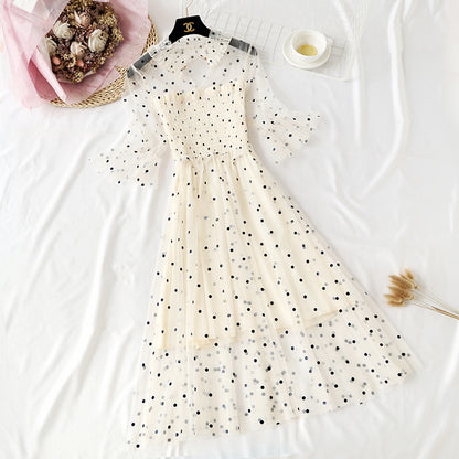 Robe en maille à pois ondulés Xiaozhong série Super Xiansen 4318