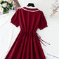 French retro cotton linen dress  4267