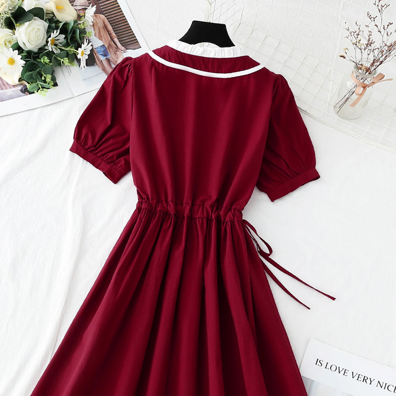 French retro cotton linen dress  4267