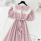 New French gentle style first love skirt with thin waist and long style  4239
