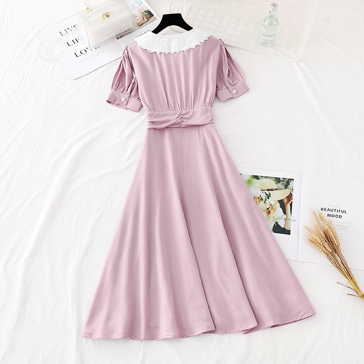The new French retro waist shows thin temperament, goddess fan Fairy Dress  4159
