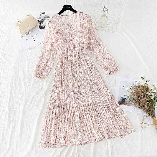 New Ruffle Chiffon Dress pleated skirt  4079