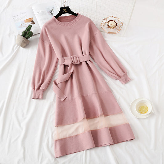 French Vintage skirt bottomed knitted dress  4326