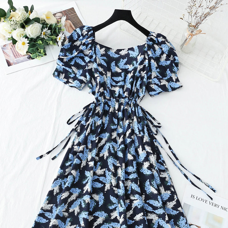 Französische Blasenärmel, offene Taille, Retro, sanfte Taille, schmaler Rock 4264