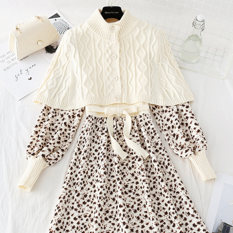 Corduroy stitched knitted dress  4076
