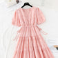 Hook embroidery French retro waist closing long skirt with thin temperament  4221