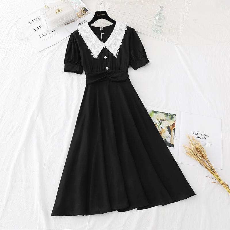 The new French retro waist shows thin temperament, goddess fan Fairy Dress  4159