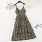 Floral suspender dress with a slim waist  4112