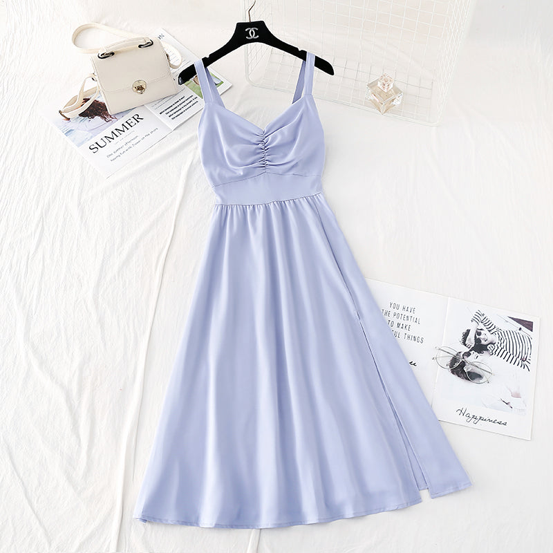 French retro style, slim waist, Mori skirt  4109
