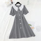 Doll neckline waistband shows thin temperament skirt  4183