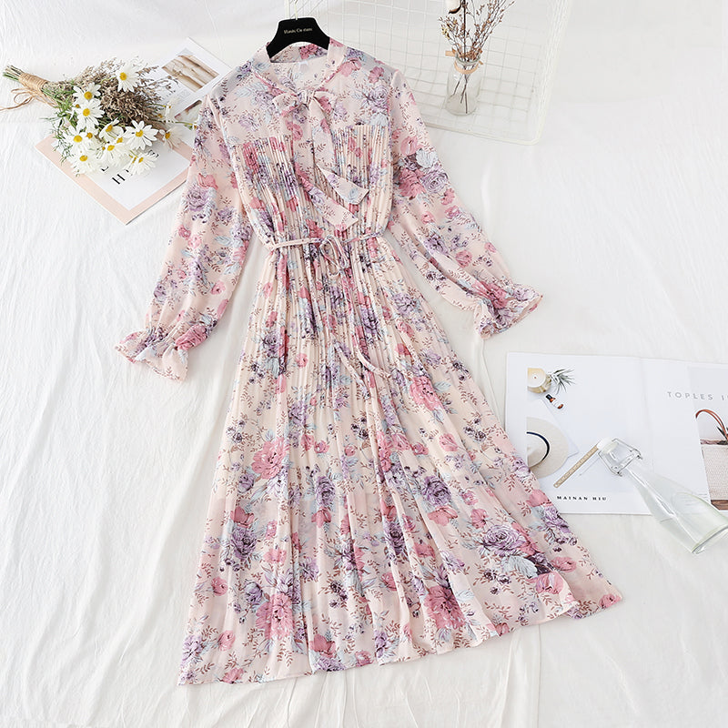 New women's slim skirt pleated fungus floral skirt  4084