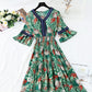 V-neck temperament slim waist long skirt seaside resort beach skirt  4257
