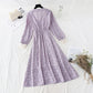 Lace stitched chiffon skirt shows thin elastic waist temperament  4080