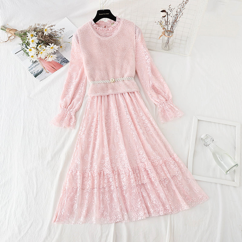 Lace dress light mature temperament skirt children  4067