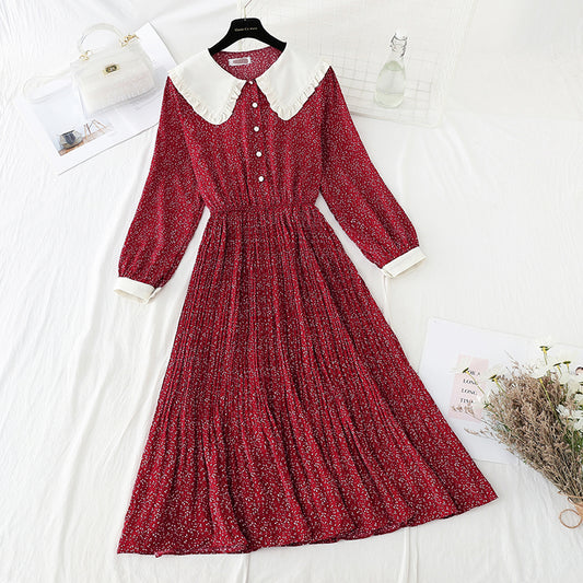 Babykragen Plissee dünnes altersreduzierendes Kleid 4065