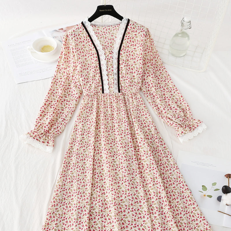Schmaler einreihiger Rock aus Chiffon mit Blumenmuster 4081
