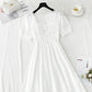 French Square Neck Lace stitching, waist closing, thin first love skirt  4240