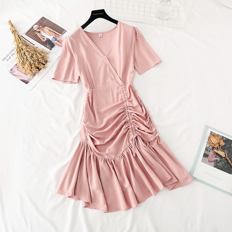 Gentle wind drawstring Ruffle fishtail skirt  4151
