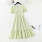 Cotton hemp hook embroidery French retro waist closing slim skirt  4202