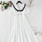 French retro doll collar bubble sleeve waist closing tea break skirt  4268