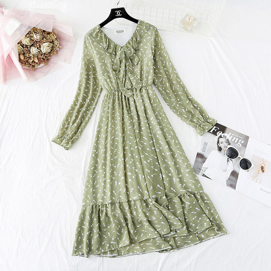 Vintage Floral Dress Chiffon Dress fairy super fairy series  4018