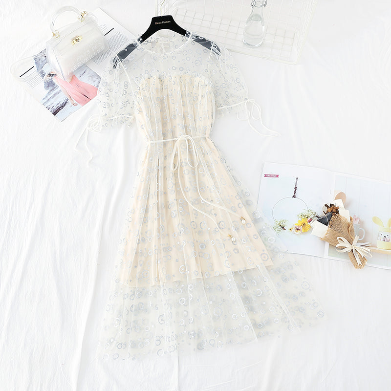 The new waist is slim, French gentle dress  4395