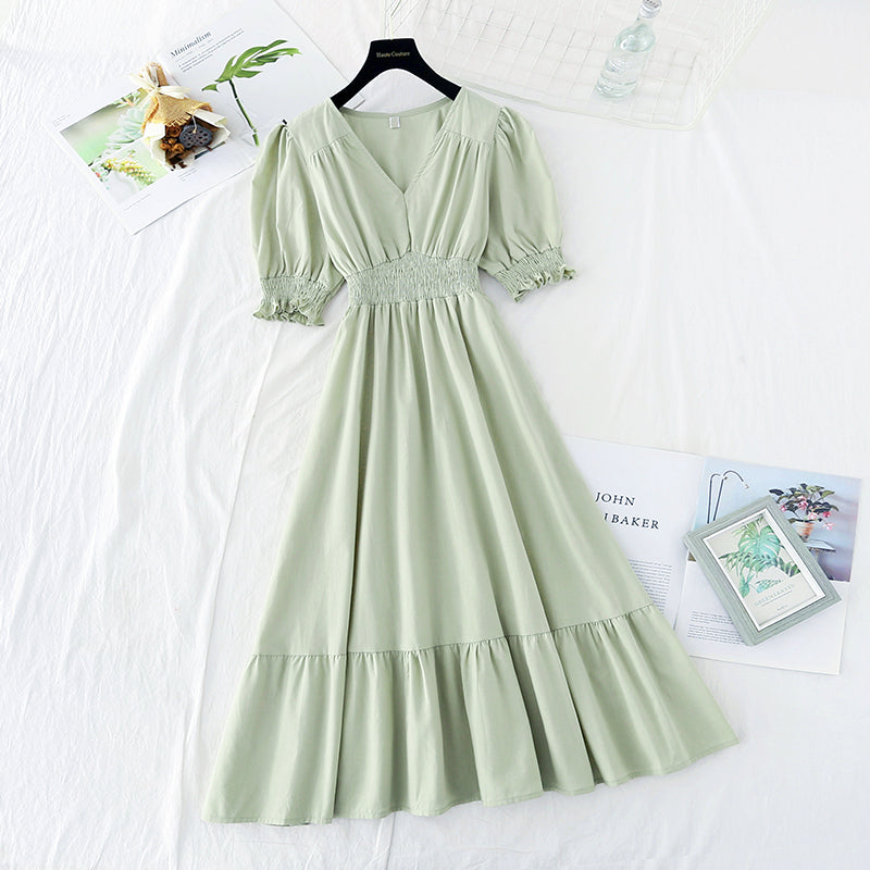 Skirt with slim waist, French fairy Sen long skirt  4164