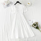 French Square Neck Lace stitching, waist closing, thin first love skirt  4240