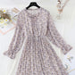 Chiffon bow pleated skirt elastic waist temperament thin age reducing Floral Dress  4087