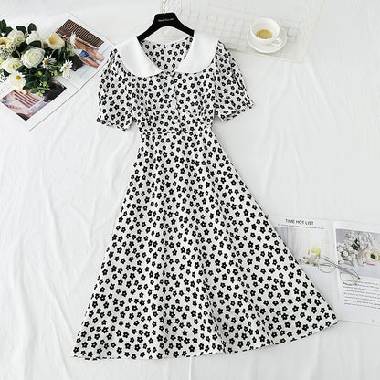 French waist closing chiffon skirt temperament skirt  4276