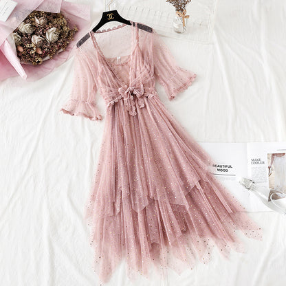 Super xiansen sweet suspender long skirt suit  4322