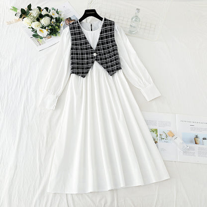 Cover your belly and look thin Korean fashion light cooked two-piece vest skirt  3915