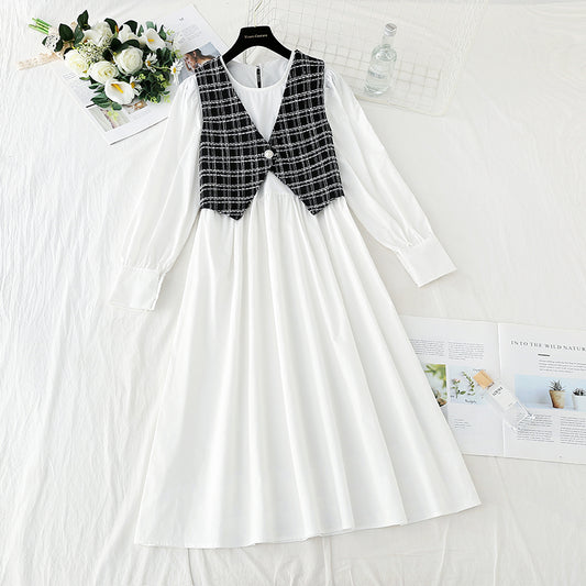 Cover your belly and look thin Korean fashion light cooked two-piece vest skirt  3915