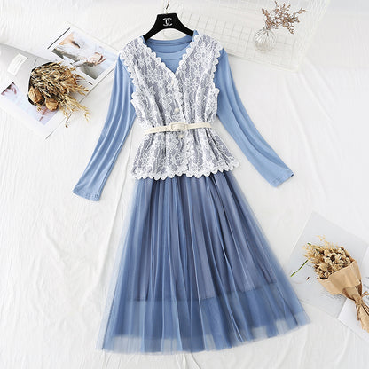 The new waistcoat mesh skirt is light and mature  4023