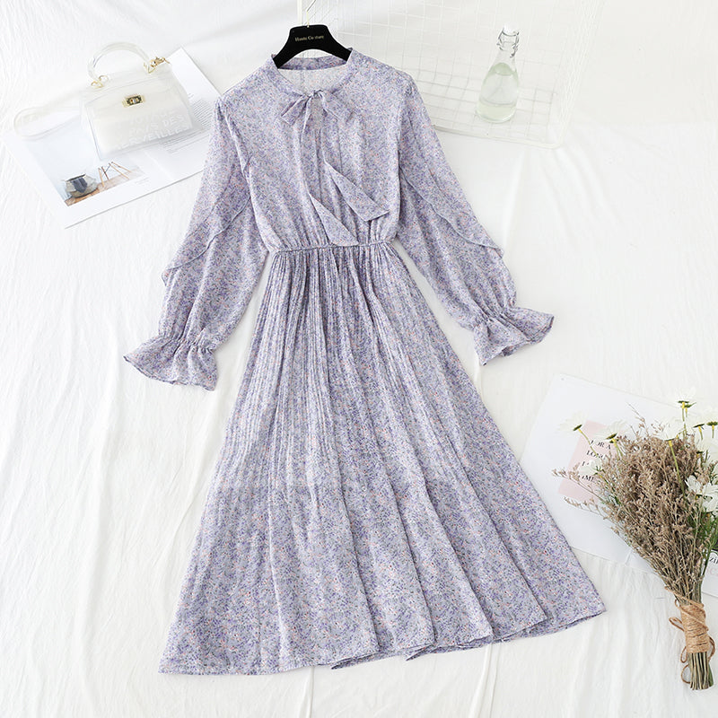 Slim pleated skirt temperament gentle wind over the knee with skirt  4063