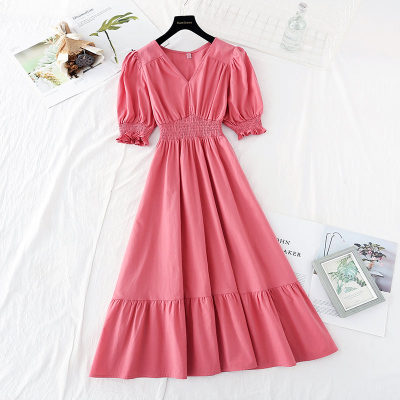 Skirt with slim waist, French fairy Sen long skirt  4164