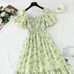 French retro dress with bubble sleeves and slim waist  4270