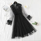 Dreidimensionales Blumenspitzenkleid aus schwerer Industrie im französischen Stil 4325