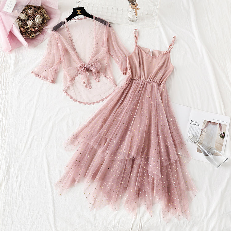 Super xiansen sweet suspender long skirt suit  4322
