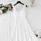 Cotton linen dress French retro gentle suspender dress  4263