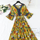 V-neck temperament slim waist long skirt seaside resort beach skirt  4257