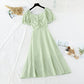 Bubble sleeve French retro long skirt  4187