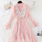 Embroidered mesh shows thin temperament knitted dress for women  4092