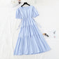 The new lace up waist shows thin temperament, French minority retro long skirt  4512