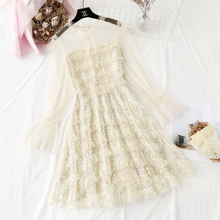 French first love little fragrant wind mesh fairy skirt  4306