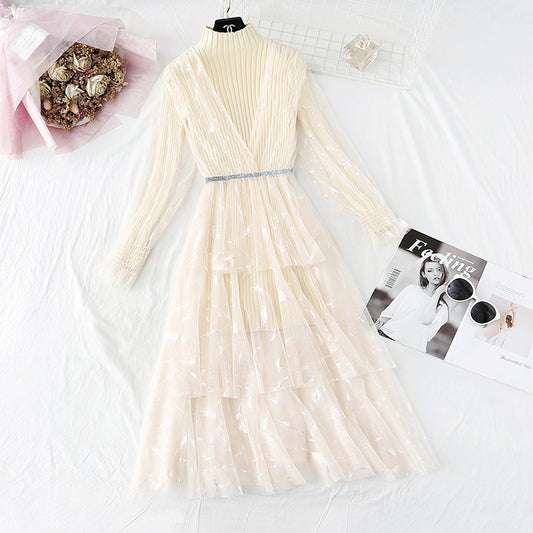 Super fairy foreign style feather mesh princess skirt  3811